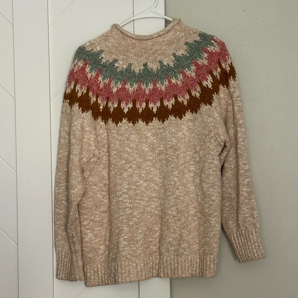 L.L.Bean Cotton Ragg Fair Isle Funnelneck Sweater XL Petite - Picture 7 of 7
